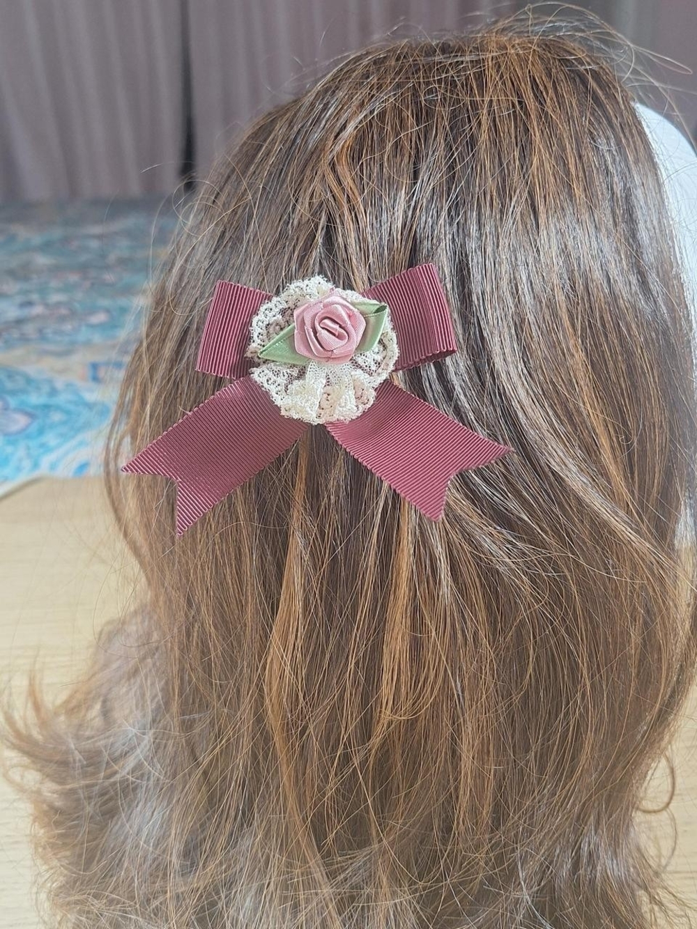 Innocent World Burgundy Floral Hair Bow | Classic Lolita 🌹